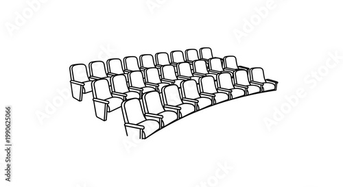 Rows of empty chairs facing forward in an auditorium setting