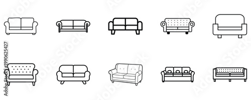 set of sofa icons outline
