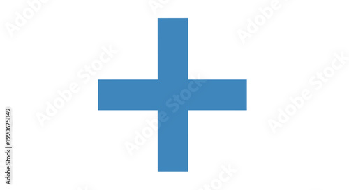 A blue cross shape with equal width and height, centered on a white background
