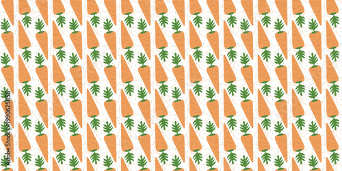 Minimalist carrot seamless pattern on white background for eco branding. Healthy pattern