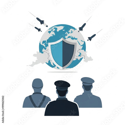 Global Defense Shield Protecting Earth from Missile Attack.