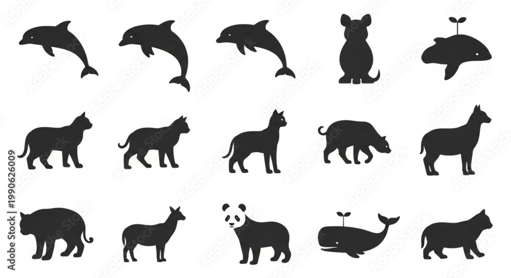 Obraz premium Collection of Animal Silhouettes Vector Art.