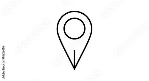 Bilde på lerret Simple black outline of a location marker with a circle inside