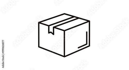 A line drawing depicts a closed cardboard box