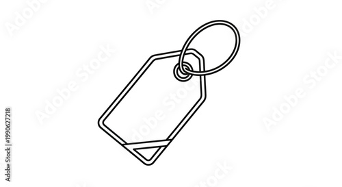 Simple outline of a blank rectangular tag with a rounded top and tied loop