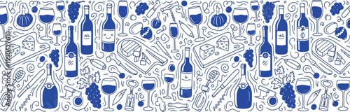 Vibrant digital art composition featuring wine bottles and glasses in a psychedelic pattern