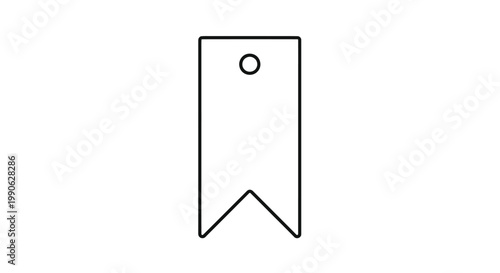 Black line drawing of a simple bookmark or tag icon with a hole