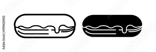 Eclair Pastry Icon Set with Chocolate Glaze