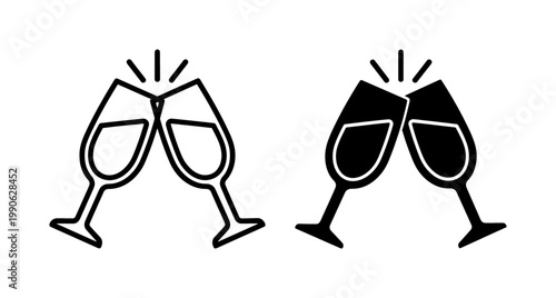 Champagne Toast Icon Set for Celebration and Party Events