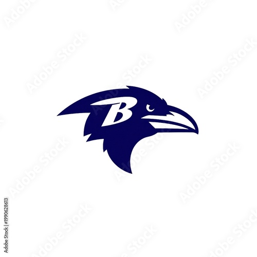 Ravens Gaming Logo - Stylized Raven Head with Spread Wings