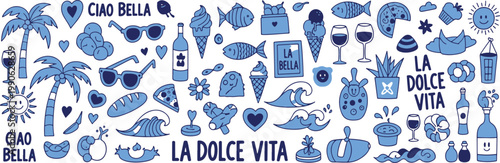 Vibrant illustration celebrating italian la dolce vita lifestyle and ciao bella charm
