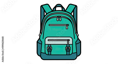 Teal backpack with two front pockets and buckle straps