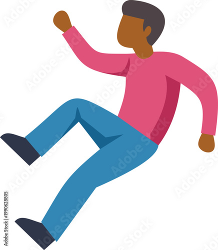 Man in pink shirt and blue pants is falling, symbolizing failure or a mistake