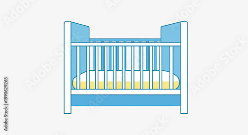 Simple blue crib with yellow mattress
