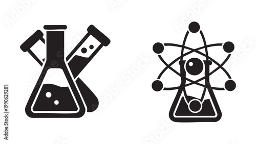 Laboratory Equipment and Atomic Structure Science Icons