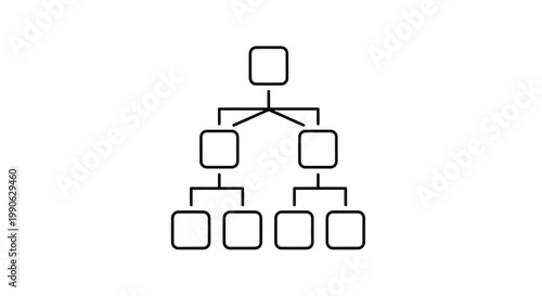 A simplified hierarchical chart with boxes connected by lines