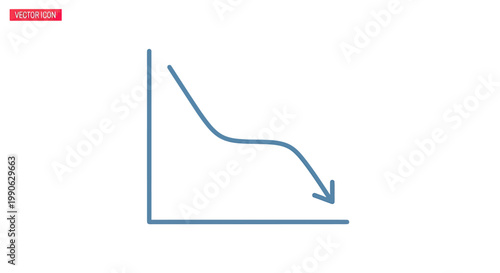 Line graph showing a downward trend with an arrow indicating decline
