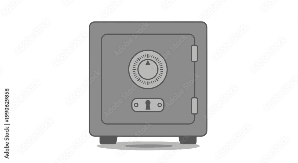 Fototapeta premium A closed gray safe with a circular combination lock and a keyhole