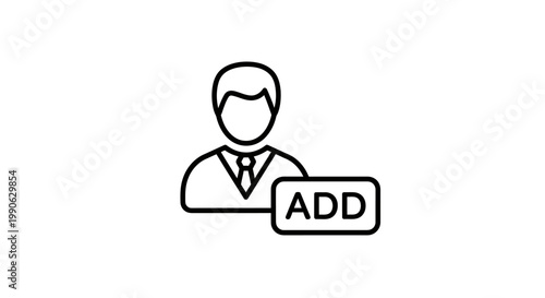 Simple line icon of a suited person with an "ADD" button