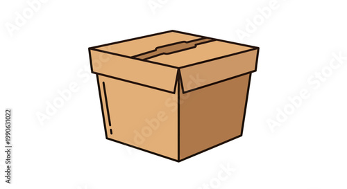 A simple, brown, closed cardboard box with a black outline