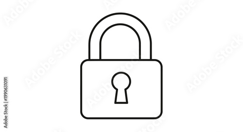 Foto Simple black outline of a padlock on a white background