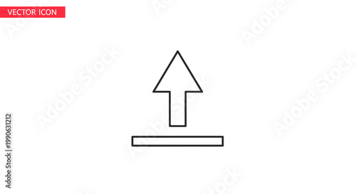 Simple black outline of an upward arrow on a horizontal line