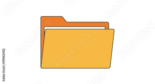 Open orange file folder with yellow contents on a white background