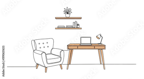 Modern Office Armchair with Wooden Legs.