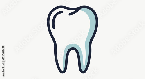 Clean, stylized illustration of a single tooth with a dark outline and light blue shading