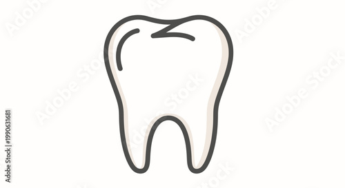 A simple, stylized illustration of a single white tooth with a dark grey outline