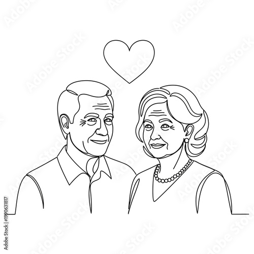 Senior couple smiling together happily.