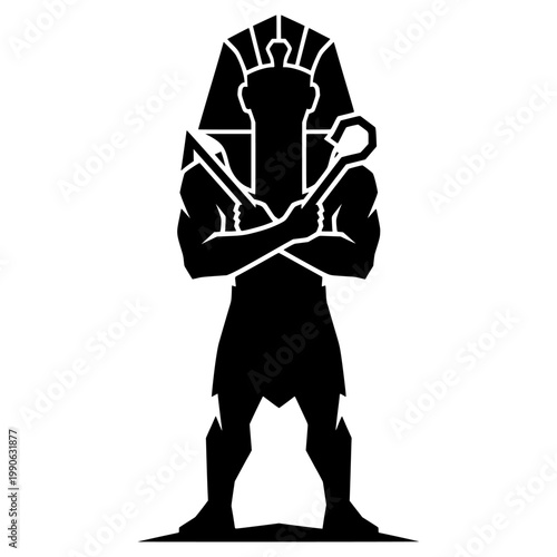Egyptian pharaoh with crossed staffs and flail