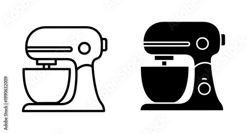 Electric stand mixer icon set for kitchen appliance design