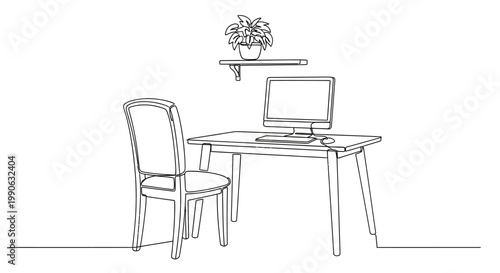 A desk with a laptop computer.