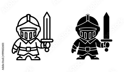 Medieval Knight Icon Set with Sword and Armor