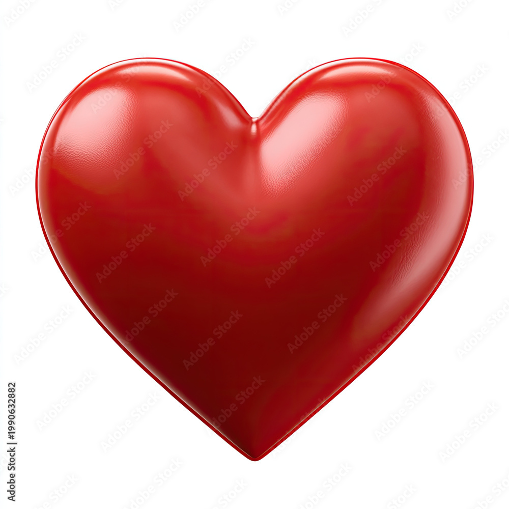 Fototapeta premium Red heart shape with smooth texture and shiny surface