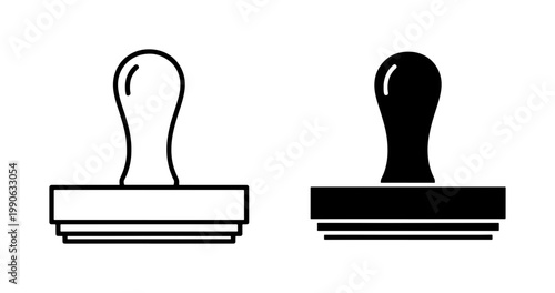 Obraz na płótnie Rubber stamp icon set in outline and solid black style