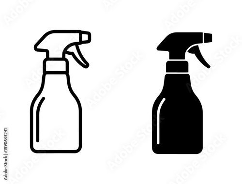 Spray bottle icon set for cleaning and disinfectant products
