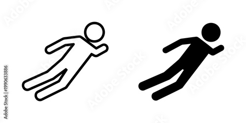 Running Stickman Icon Set in Outline and Solid Style
