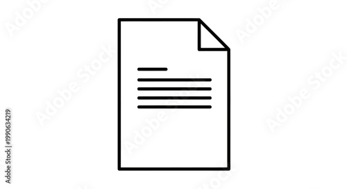 A black outline of a document with text lines and a folded corner