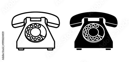 Vintage Rotary Telephone Icon Set