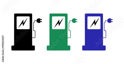 Electric vehicle charging station icon EV charger power station vector