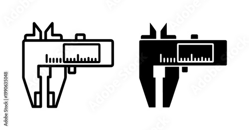 Vernier Caliper Measurement Tool Icon Set