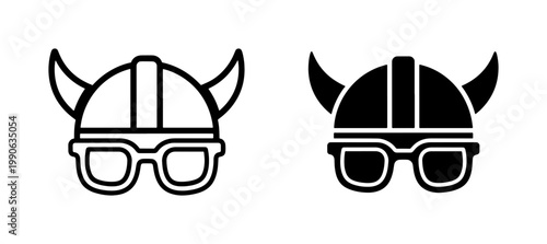 Viking Helmet with Glasses Icon Set