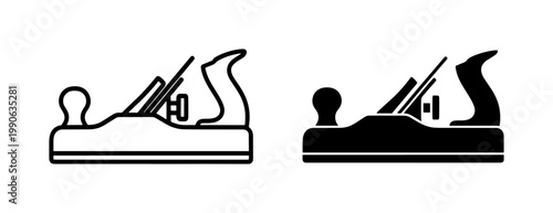 Woodworking Jack Plane Icon Set for Carpentry Design