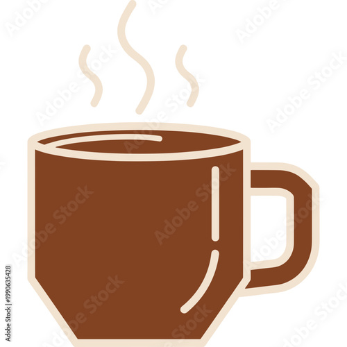 A steaming hot coffee mug sits on a table indoors.