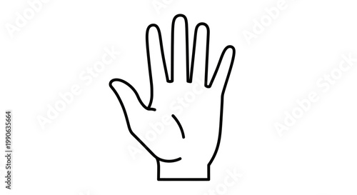 Simple black line drawing of an open hand with five spread fingers