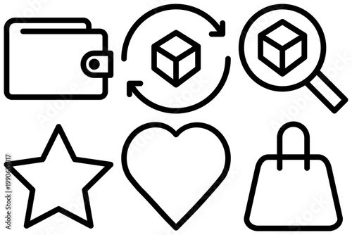 simple online shop icon set