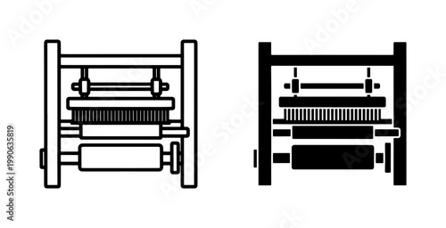Canvas-taulu Vintage Loom Machine Vector Icons, Textile Industry Equipment, Traditional Weavi