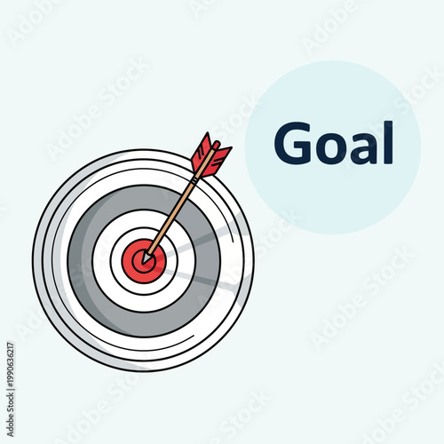 Vector illustration of a target with an arrow hitting the bullseye